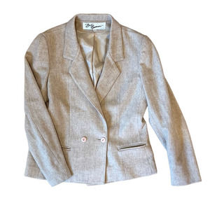 Womens Vintage BERT NEWMAN Beige Wool Short‎ Blazer Dress Jacket sz 6
